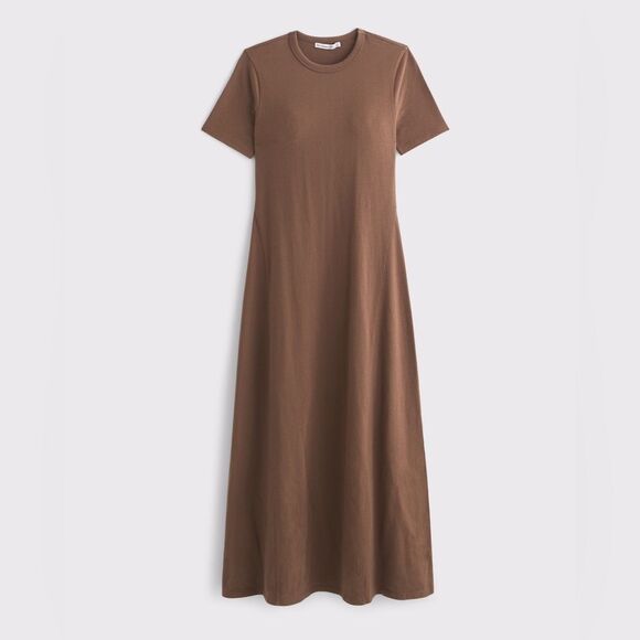 Abercrombie and Fitch Brown T-Shirt Knit Maxi Dress Women’s Size Small - Picture 1 of 7